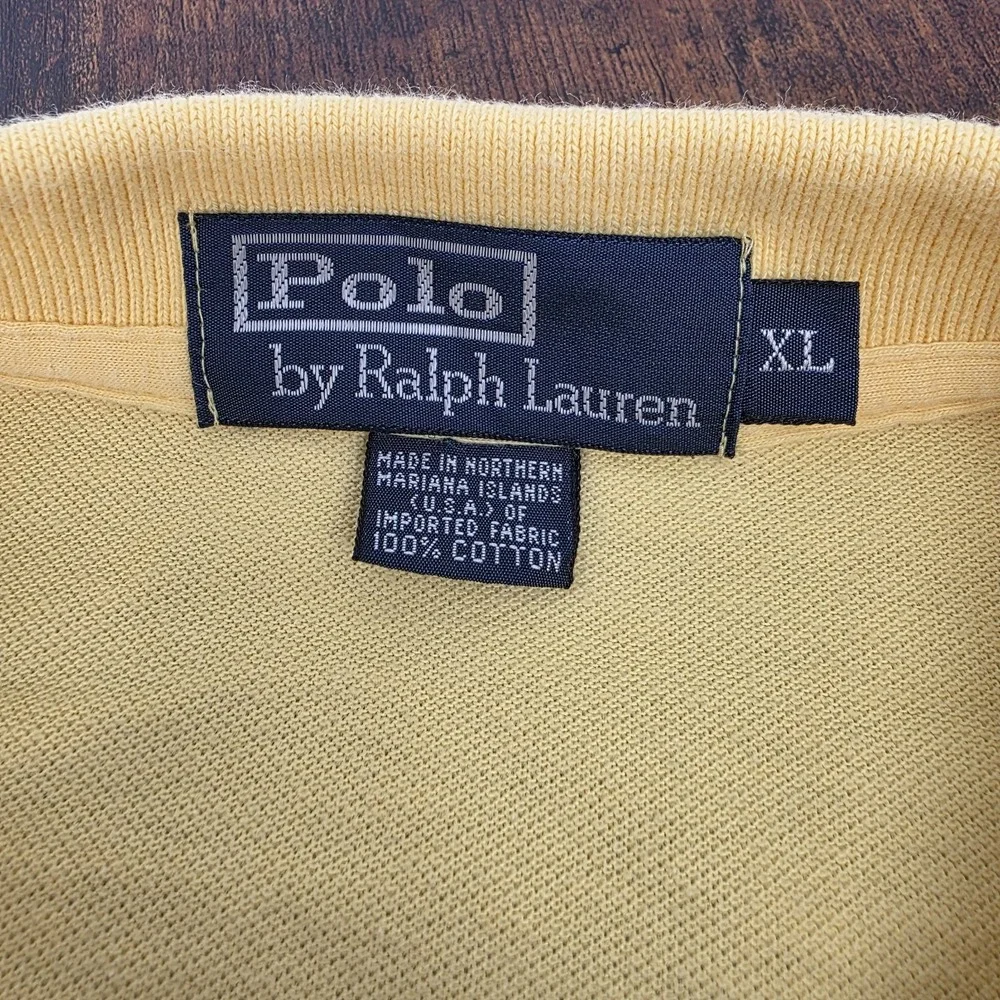 Polo Ralph Lauren‎ Polo Shirt Mens XL Yellow Solid Made in USA Casual Pony